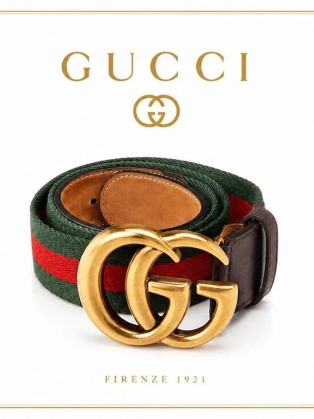 Authentic Gucci Web Elastic Torchon Double G Belt